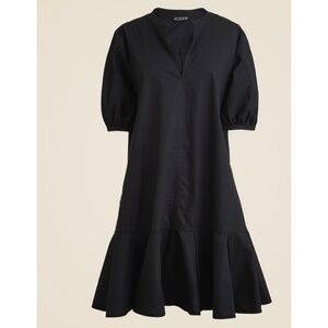 Black JCrew Cotton Poplin Ruffle Dress, Size XS